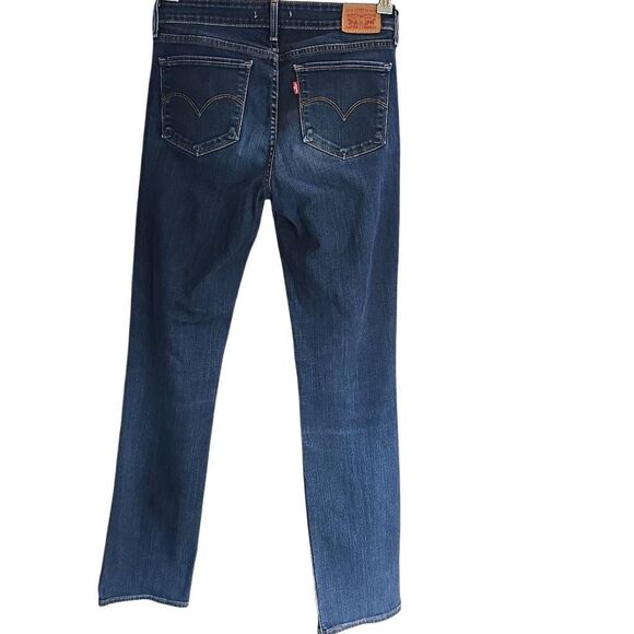 Levi's 714 Straight Dark Wash Stretch Jeans. Mid Rise, Button, Zipper. Size 29 - Picture 2 of 7